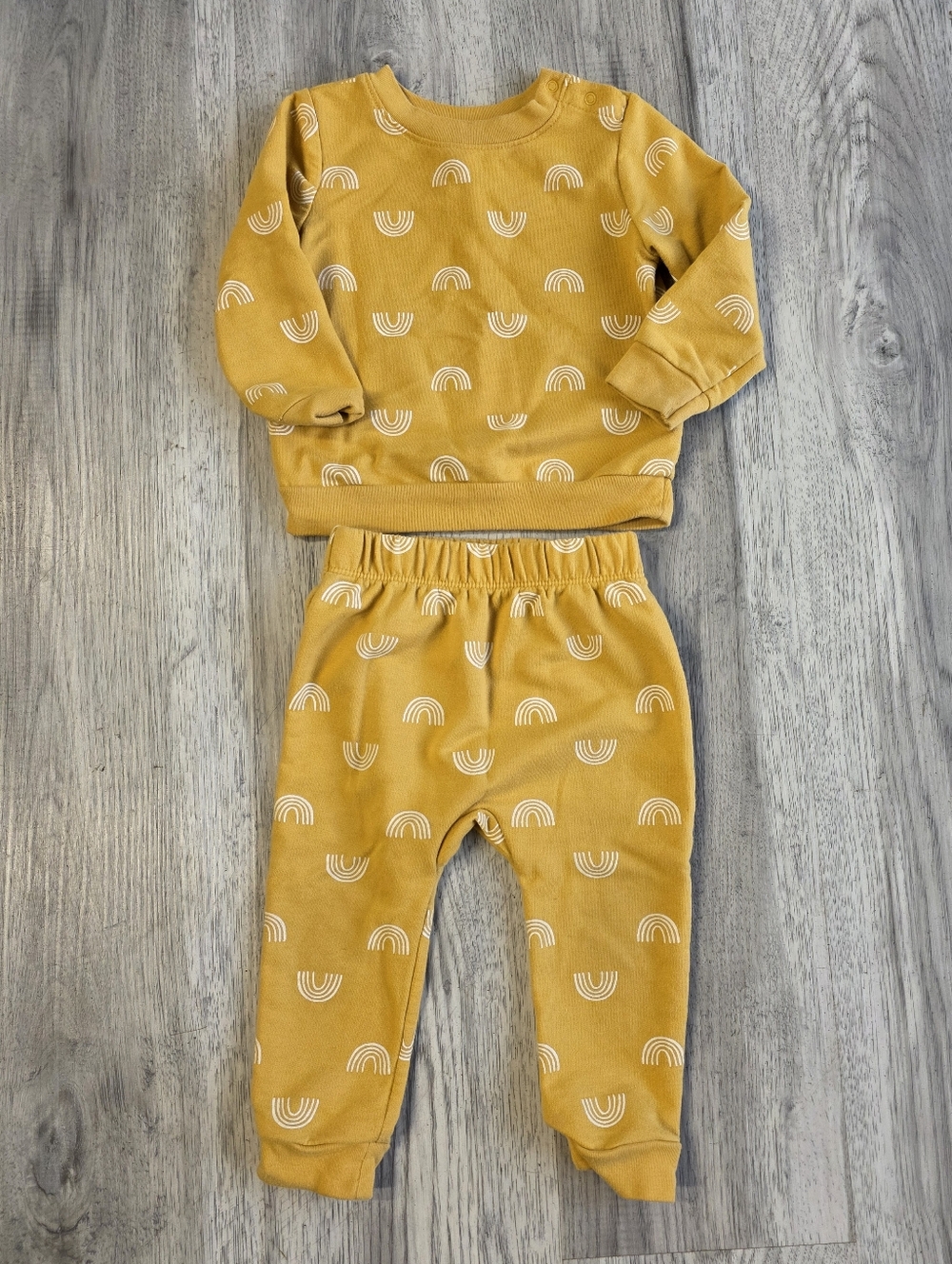 Baby Cat & Jack Mustard Yellow Rainbow Print Matching Set
